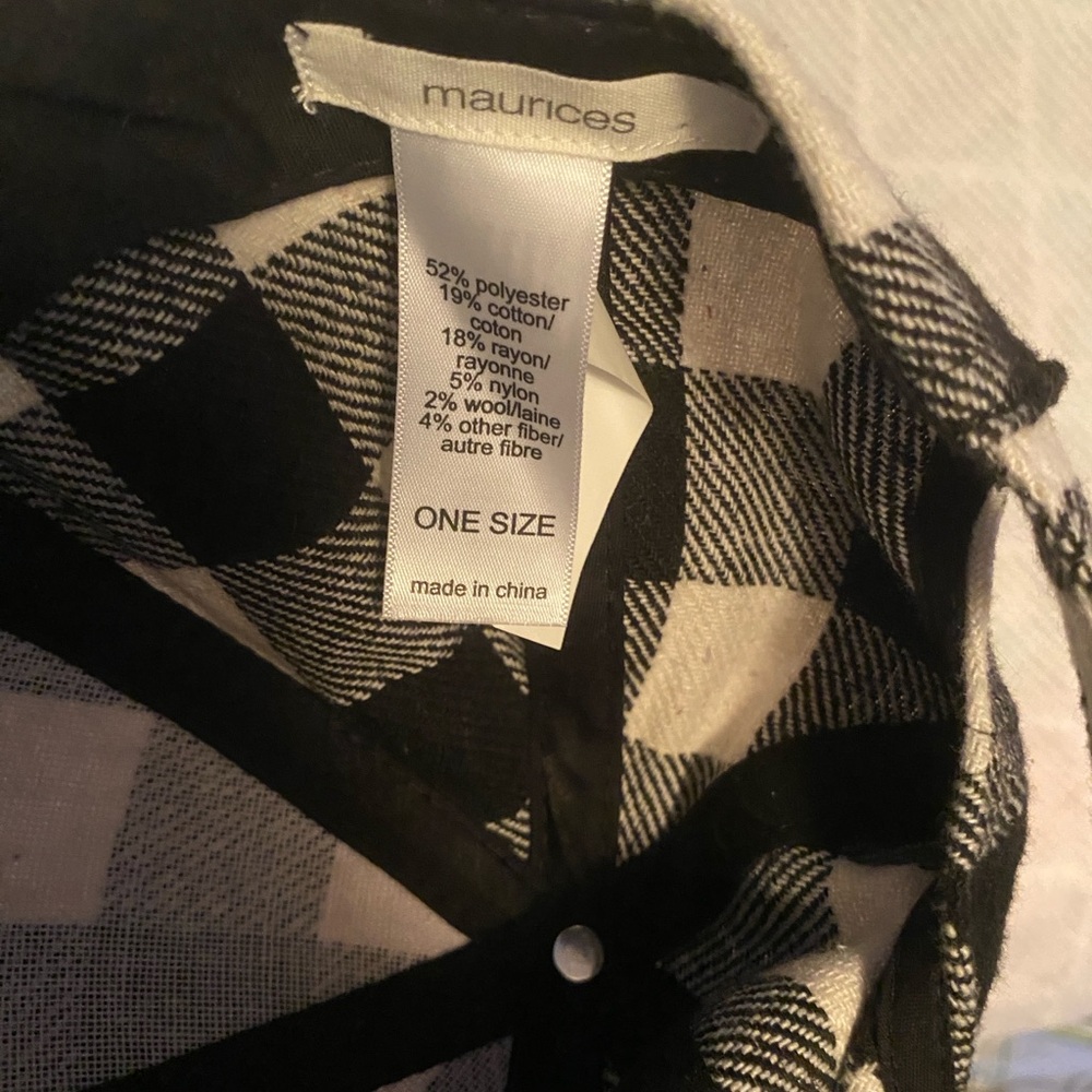 Baseball cap Black and White Buffalo check, light flannel. New - Picture 4 of 4
